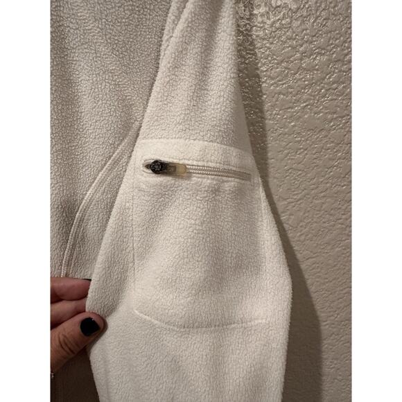 LL BEAN Ivory 1/4 Zip Fleece Pullover Size XL High Neck - Picture 3 of 5